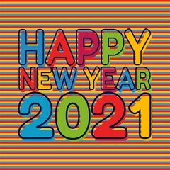 Happy New Year 2021 with Colorful Themes Vector Design.