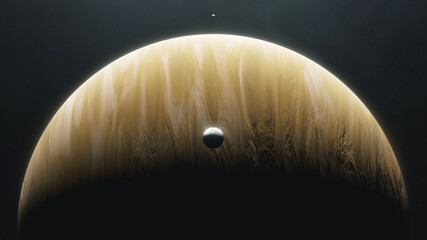 Gas Giant Planet with Orbiting Moons