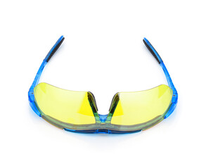 yellow sport polarized sunglasses, wind protect, isolated