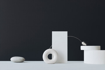 Arranged white objects