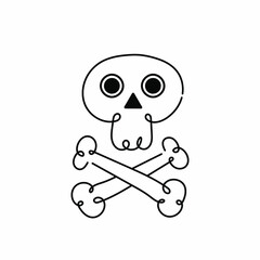Halloween skull with cross bone icon. Halloween Holiday symbol, Vector illustration, Isolated on white background 