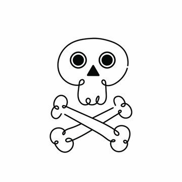 Halloween skull with cross bone icon. Halloween Holiday symbol, Vector illustration, Isolated on white background 