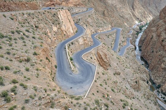 Serpentines, pass in the Dades Gorge, Atlas Mountains, Morocco, Africa