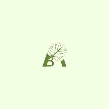 LOGO GRREN, letter ab, ba logo leaf, nature logo