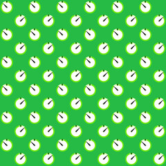 green white stop clock with needle pointer on a dark green background repeat pattern