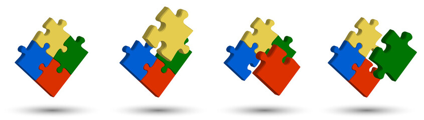 pieces of 3d jigsaw puzzles. Template for infographics. Making difficult decisions, brainstorming. Color vector