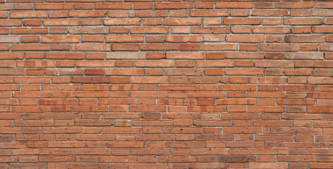 Texture of old Orange brick wall large background.