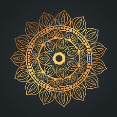 Mandala flower shaped gold design of Bohemic ornament indian and decoration theme Vector illustration