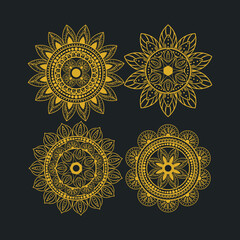 Mandalas set gold design of Bohemic ornament indian and decoration theme Vector illustration