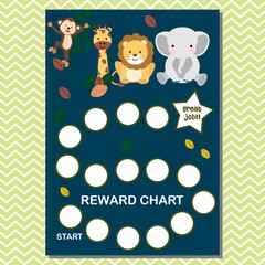 Animal theme reward chart for boy or girl