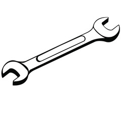 vector wrench on black and white background