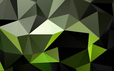 Dark Green vector shining triangular background.