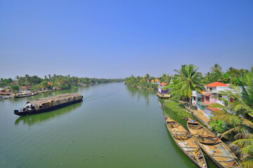 Fototapeta na wymiar Aerial view of Kerala backwaters.