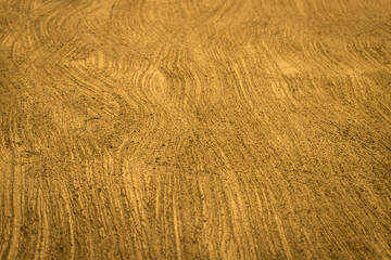 Gold wall treated with textured Rough plaster