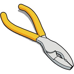 combination pliers plastic handle with shadow in comic style close up from the right top view isolated on white background vector illustration