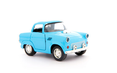 Model of a blue car on white background