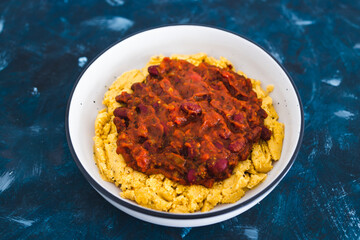 plant-based food, vegan braised beans with polenta