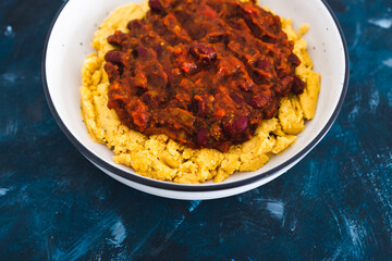 plant-based food, vegan braised beans with polenta