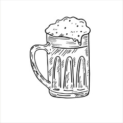 Beer glass mug with beer and foam, Oktoberfest