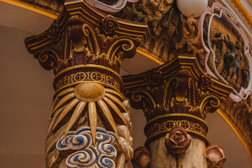 Architect and decoration outside a Cao Dai Temple in Tay Ninh province, near ho chi minh city, Vietnam