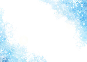 watercolor abstract blue splash with snowflake for christmas winter background