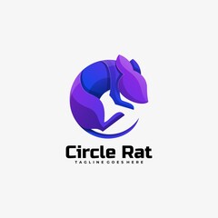 Vector Logo Illustration Circle Rat Gradient Colorful Style.