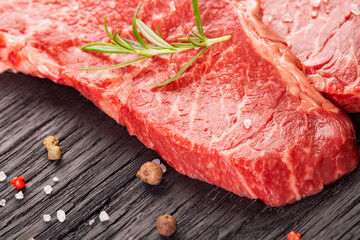 Two fresh marbled steaks