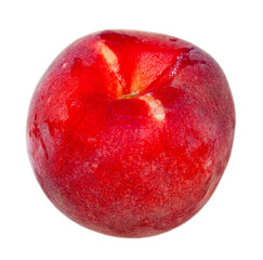 Closeup of whole ripe red peaches. Vitamin fruits. Isolated over white background