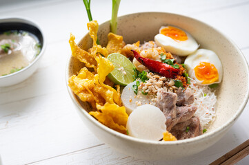 Thai tom yom rice noodle with soup