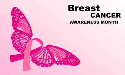 Breast Cancer October Awareness Month Campaign Background with paper pink ribbon symbol