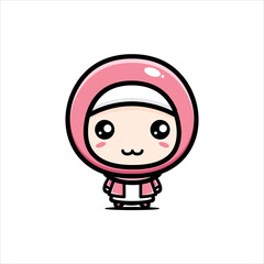 Vector design of a girl character using a costume and a pink veil