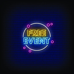 Free Event Neon Signs Style Text Vector