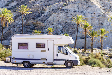 Rv camper in Sierra Alhamilla mountains, Spain.