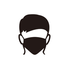 Man face with mask icon. Breathing mask on face.