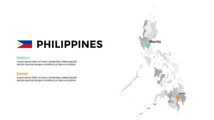 Philippines vector map infographic template. Slide presentation. Global business marketing concept. Asia country. World transportation geography data. 
