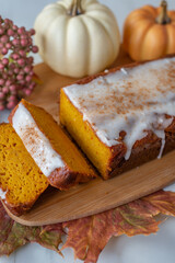 One loaf of homemade pumpkin bread 