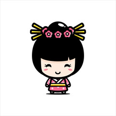 cute japanese girl character vector design