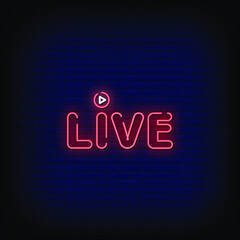 Live Neon Signs Style Text Vector