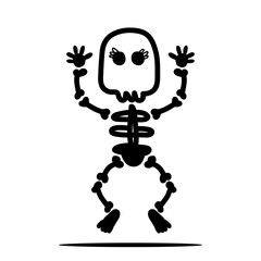 cute Hand drawn skull character. Skull doodle illustration. Vector illustration.  skull, bones for halloween element design.