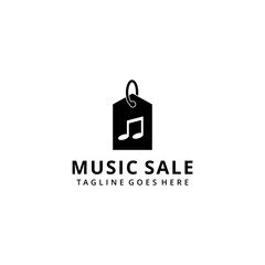 Illustration abstract modern music note sign with tag price logo design template