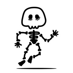 cute Hand drawn skull character. Skull doodle illustration. Vector illustration.  skull, bones for halloween element design.