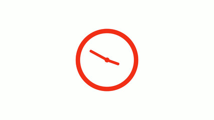 Amazing red color circle clock icon on white background, Red clock icon without trick
