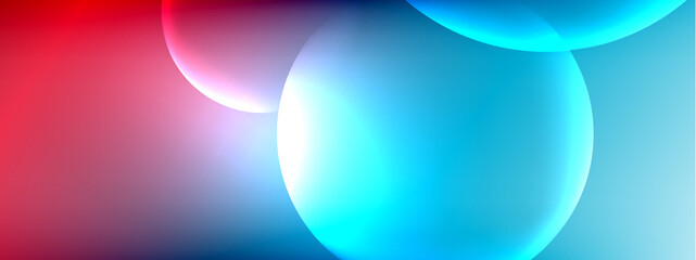 Vector abstract background liquid bubble circles on fluid gradient with shadows and light effects. Shiny design templates for text