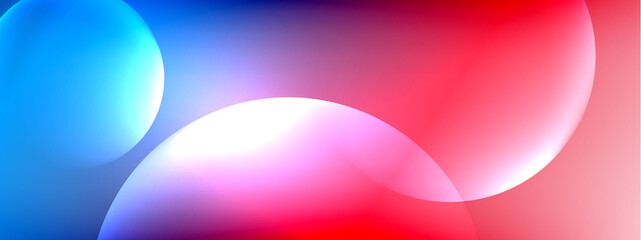 Vector abstract background liquid bubble circles on fluid gradient with shadows and light effects. Shiny design templates for text