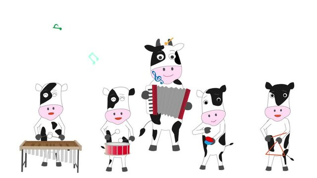２０２１年の新年をお祝ってコンサートを開催している牛たち。