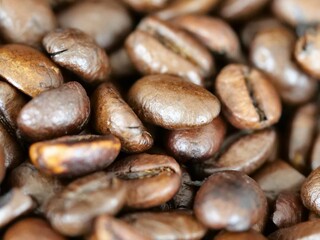 extreme close up of coffee beans
