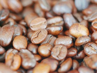 extreme close up of coffee beans