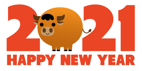 year of the ox greeting card cartoon style