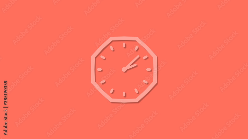 Wall mural beautiful 3d 12 hours clock isolated on red background, clock icon