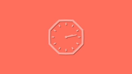 Beautiful 3d 12 hours clock isolated on red background, Clock icon